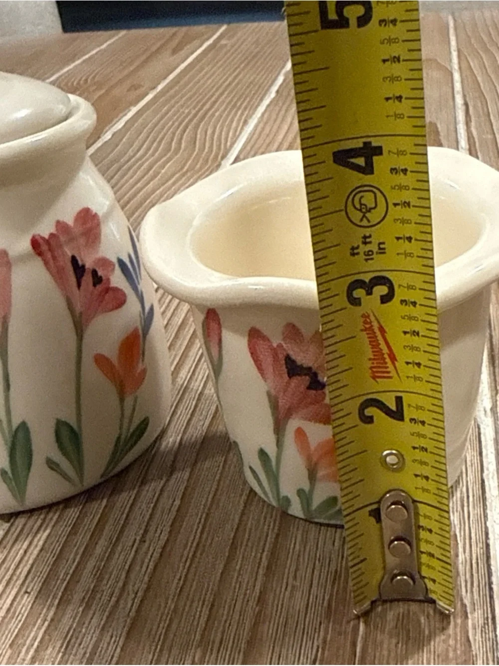 Emerson Creek Pottery Wildflower 3pc Sugar Creamer Set 2011 Bedford VA Handmade